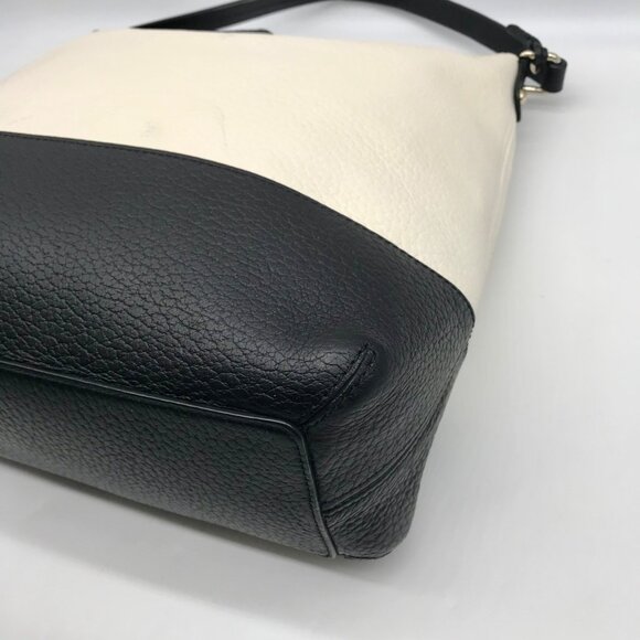 Kate Spade Black And Cream Pebbled Leather Bay Street Lexie Shoulder Bag - Picture 6 of 10